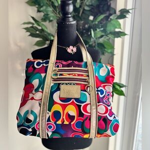 COACH Signature Poppy Pop C colorful purse/ tote bag